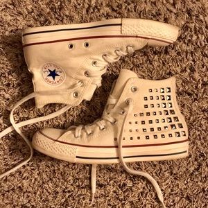 Studded Ivory Converse | Size 8